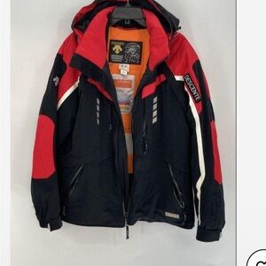 Descente Men's Black and Red Ski Jacket climate condition airdrive jacket